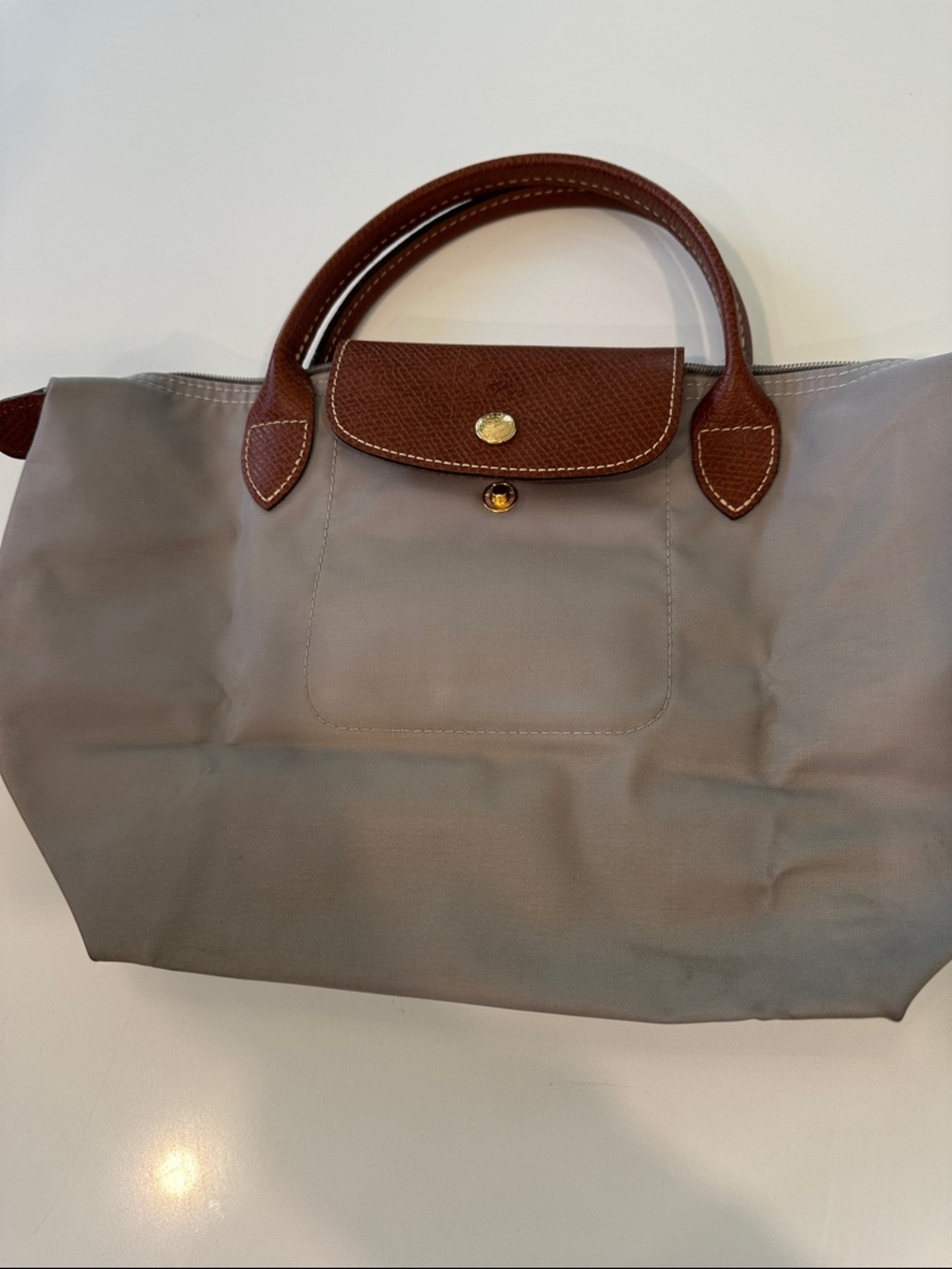 Longchamp Small La Pliage Tote in Light Gray - Picture 4 of 9